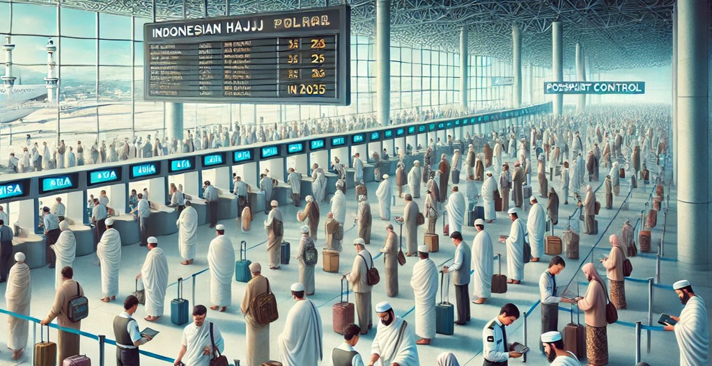 Antrean pemeriksaan paspor di Bandara Jeddah: Jamaah haji dan umrah Indonesia menjalani proses imigrasi sebelum memulai perjalanan suci mereka di Tanah Suci.